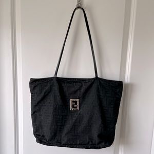 Authentic Fendi Zucca Large Monogramed Canvas Tote Bag 👜 Black